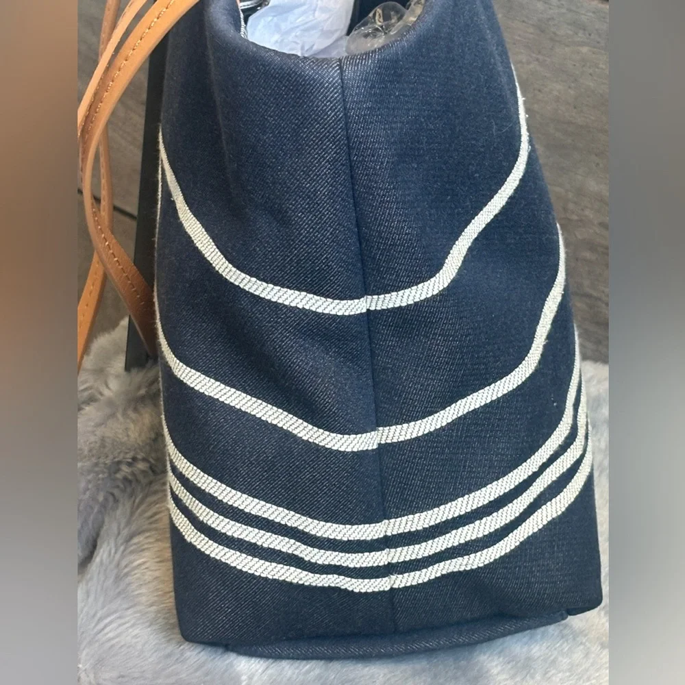 💙Chanel Blue Striped Large Denim Shopper Tote💙 - Picture 5 of 15